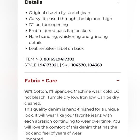 Silver Jeans 17" Suki Surplus Embroidered Flap Pockets 26/29 Women's Denim Jean - Picture 10 of 16